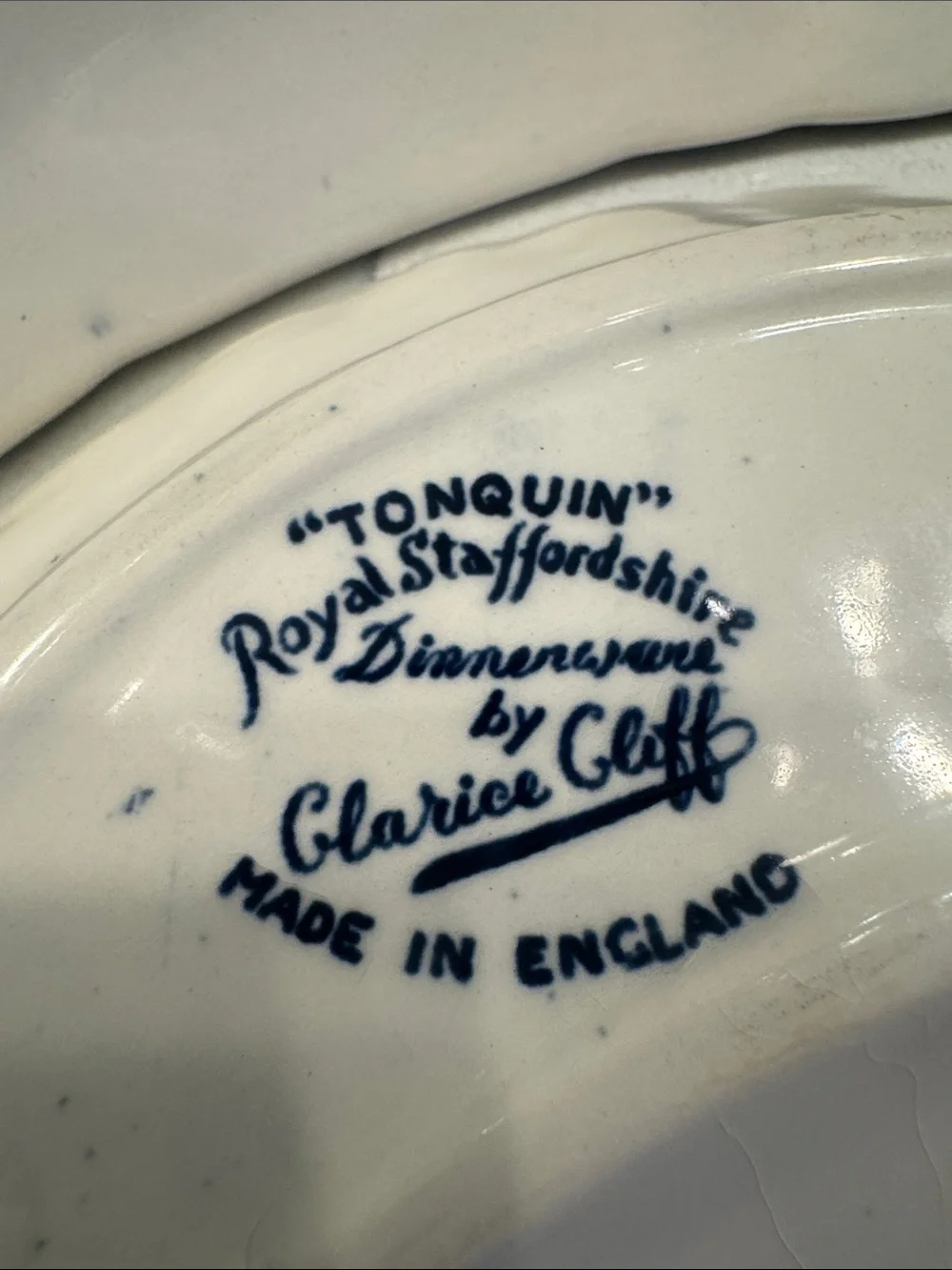 Royal Staffordshire Tonquin Blue and White Porcelain Crescent pair Bone  Dishes